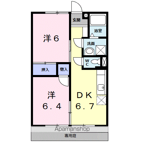 メゾンエトワールⅠ(2DK/1階)の間取り写真