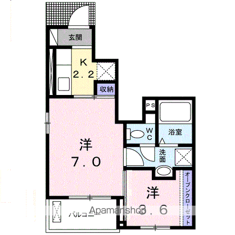 西鉄天神大牟田線 西鉄久留米駅 バス乗車時間：17分 千歳市民センターバス停で下車 徒歩3分 3階建 築13年(2K/1階)の間取り写真