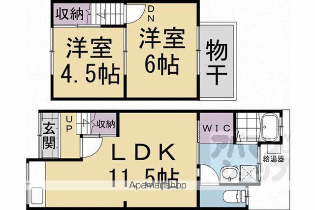 阪急電鉄京都線 西京極駅 徒歩10分 2階建 築64年(2LDK)の間取り写真