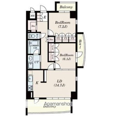 サムティレジデンス名城公園(2LDK/3階)の間取り写真