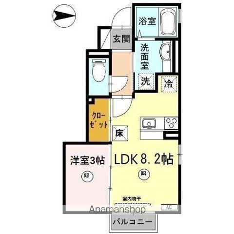 タスカータソルテ松島A棟(1LDK/1階)の間取り写真