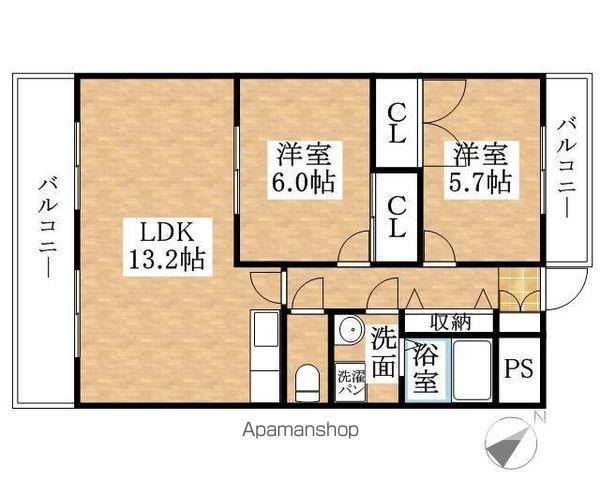 レヴァン城西(2LDK/1階)の間取り写真