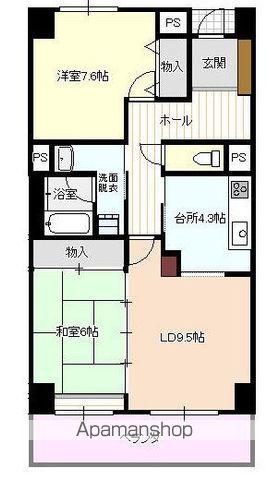 Kプラッツ(2LDK/6階)の間取り写真