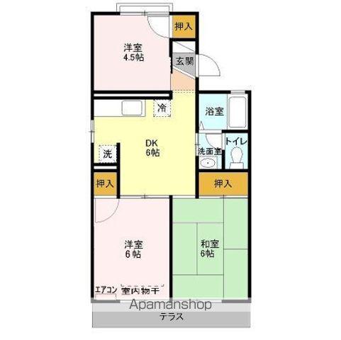 吉川タウンハウス II棟(3DK/1階)の間取り写真