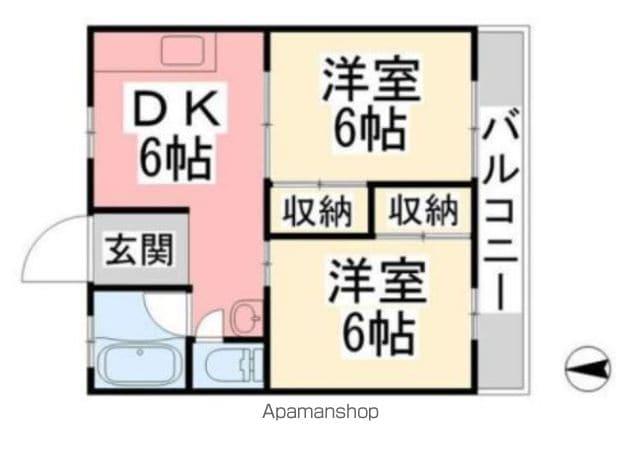 フィックスⅡ(2DK/2階)の間取り写真