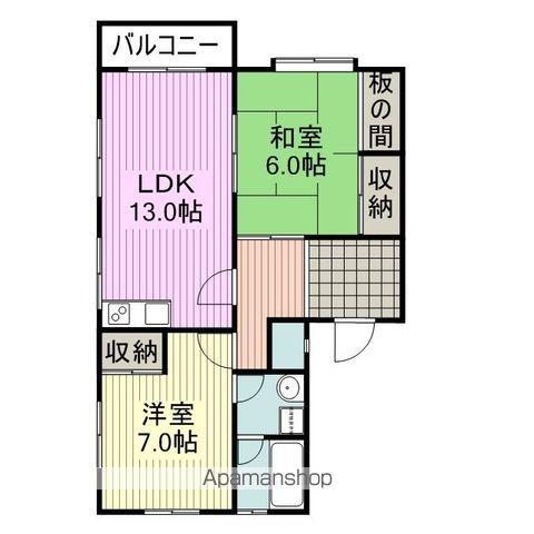 ヴァンベール瀬高(2LDK/2階)の間取り写真