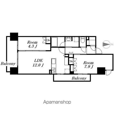 オーパスレジデンス名古屋ステーション(2LDK/3階)の間取り写真