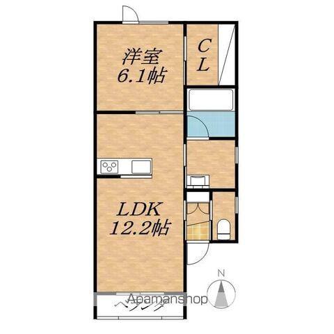 TOWN東9南2B(1LDK/1階)の間取り写真