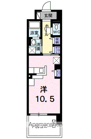 エストラット狭山(ワンルーム/6階)の間取り写真