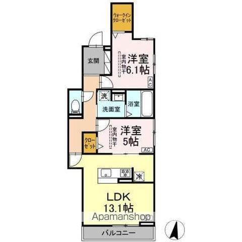 カサブランカ(2LDK/3階)の間取り写真