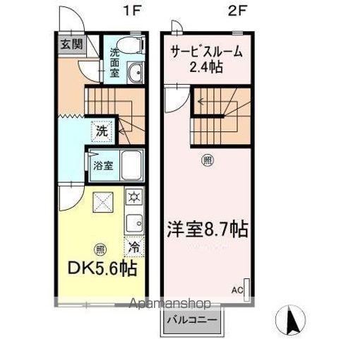 リースランド木太　Ｂ(1DK)の間取り写真