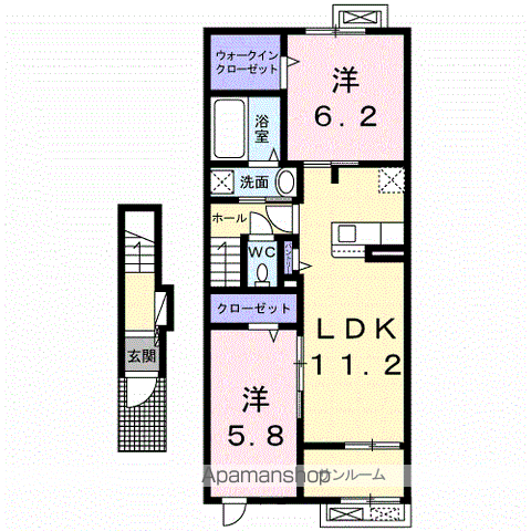 アッシュ ヒル Ⅲ(2LDK/2階)の間取り写真