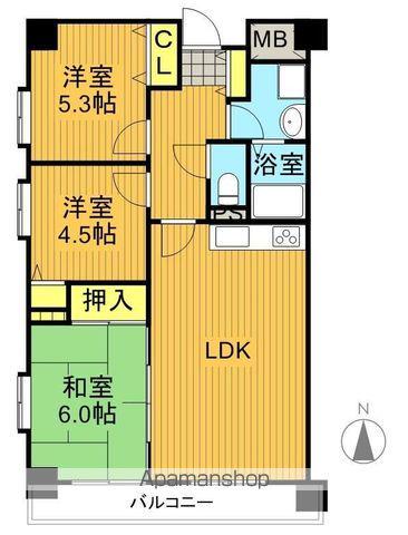 サンロードステーション郡山1(3LDK/9階)の間取り写真