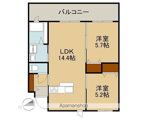 プランドール美里(2LDK/5階)の間取り写真