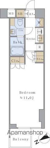 BRILLIA IST 千駄ヶ谷(1K/8階)の間取り写真