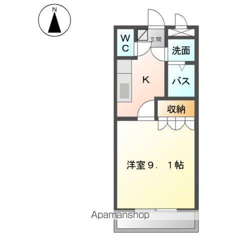 デヴァン・レジェール山花(1K/2階)の間取り写真