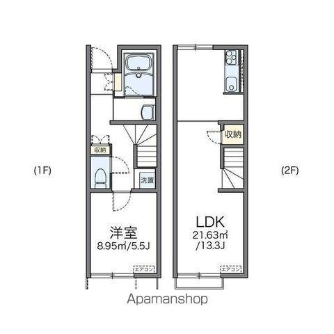 レオネクストシャインしだみA(1LDK/1階)の間取り写真