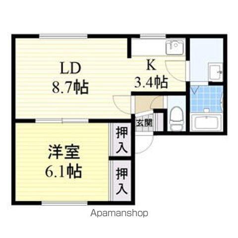 絵瑠夢23(1LDK/2階)の間取り写真