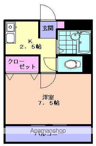 ソーシアル(1K/3階)の間取り写真