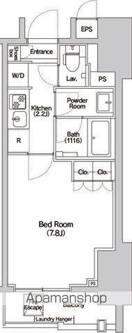 HALUWA芝公園(1K/13階)の間取り写真