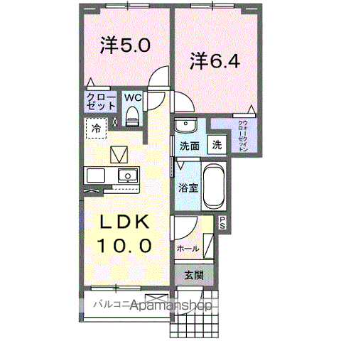 グランツK(2LDK/1階)の間取り写真