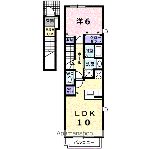 プランタンローズ(1LDK/2階)の間取り写真