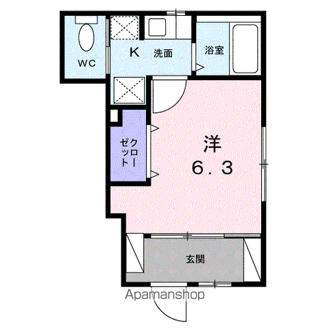 サンダーソニア(1K/1階)の間取り写真