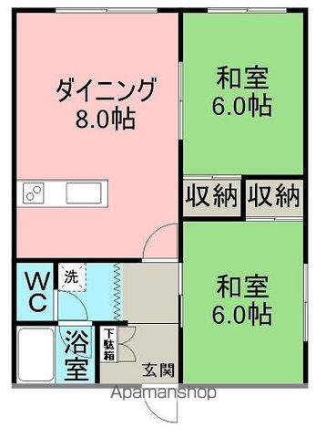 光陽ハイツ(2DK/2階)の間取り写真