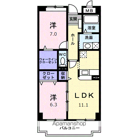 サンライズ21(2LDK/2階)の間取り写真