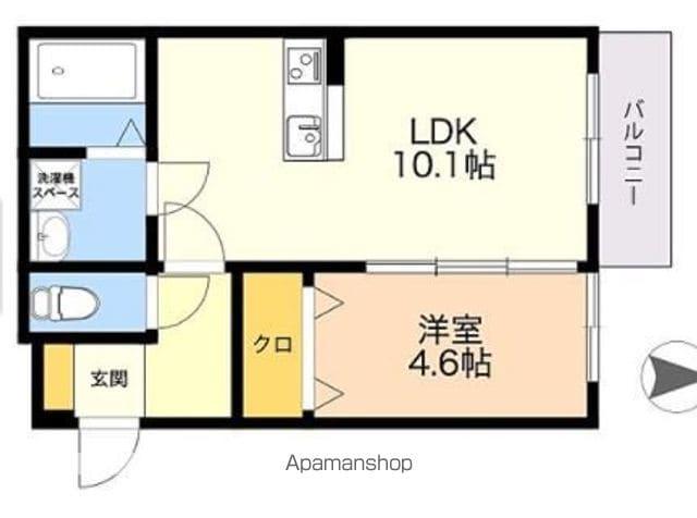 ホークヒルズ那珂川(1LDK/2階)の間取り写真