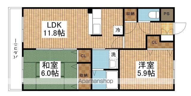プレム寺山(2LDK/1階)の間取り写真