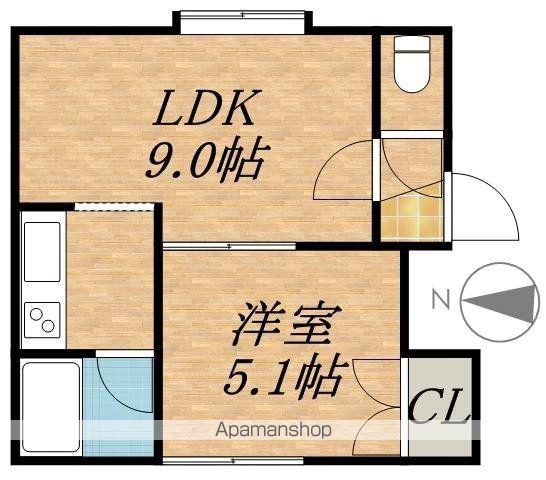 ゴールデンハイム中島公園(1DK/2階)の間取り写真