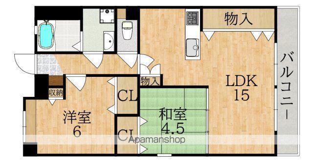 フォーレスト学園前(2LDK/2階)の間取り写真