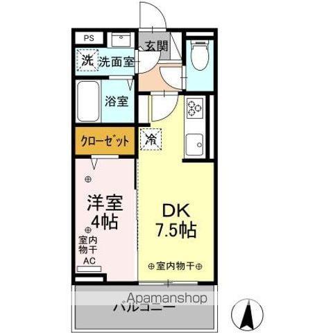 リヴェール中御所 C(1DK/3階)の間取り写真