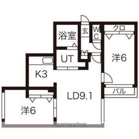 サウス ナナ(2LDK/2階)の間取り写真