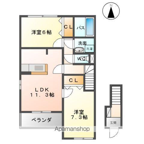 クラシス新白河(2LDK/2階)の間取り写真