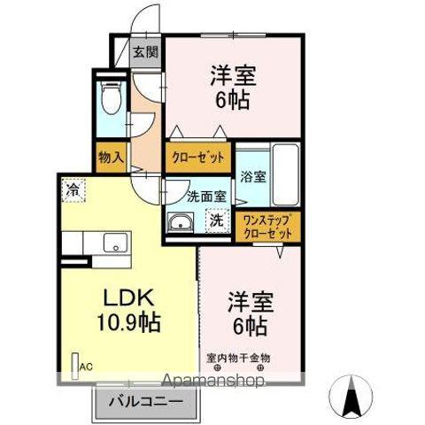 T-ルーム番匠町 IV(2LDK/1階)の間取り写真
