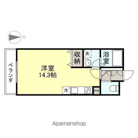 キュオン(ワンルーム/1階)の間取り写真
