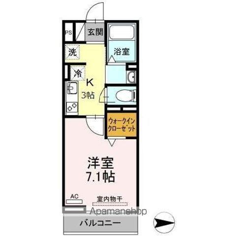 Dーグレイス B棟(1K/2階)の間取り写真