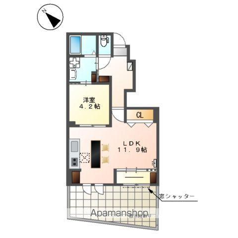 弥富市鯏浦町上本田アパート(1LDK/1階)の間取り写真