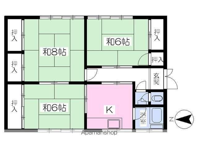 南部荘B(3K/1階)の間取り写真
