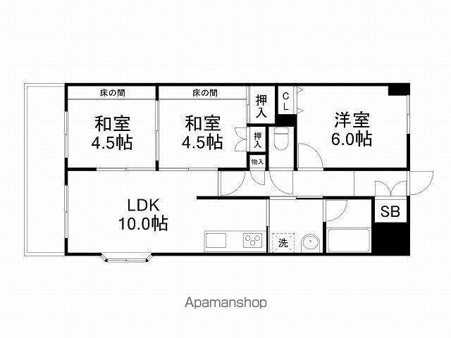ロワイヤルユウスタシオン(3LDK/6階)の間取り写真