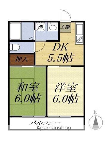 コスモハイツ松本(2DK/2階)の間取り写真