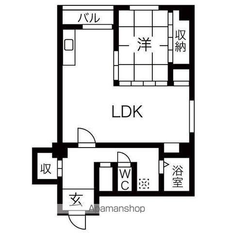 主税ビル(1LDK/9階)の間取り写真