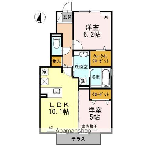 D‐ROOMことひら(2LDK/1階)の間取り写真