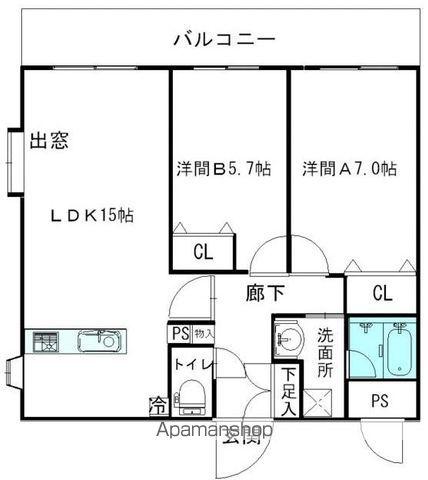 アグレアーブル(2LDK/3階)の間取り写真