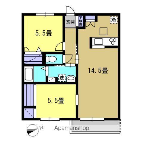 ニューノース弐番館(2LDK/3階)の間取り写真