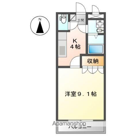 ボヌール・フルール(1K/1階)の間取り写真