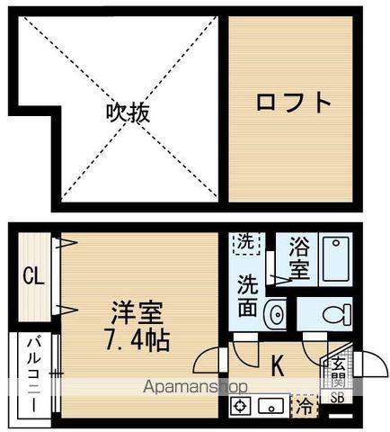 ポルックス(1K/1階)の間取り写真