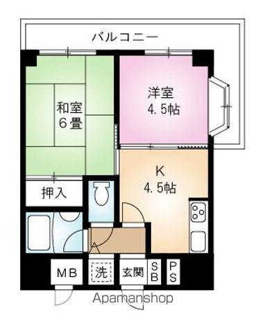 ライオンズプラザ河辺駅前(2K/7階)の間取り写真